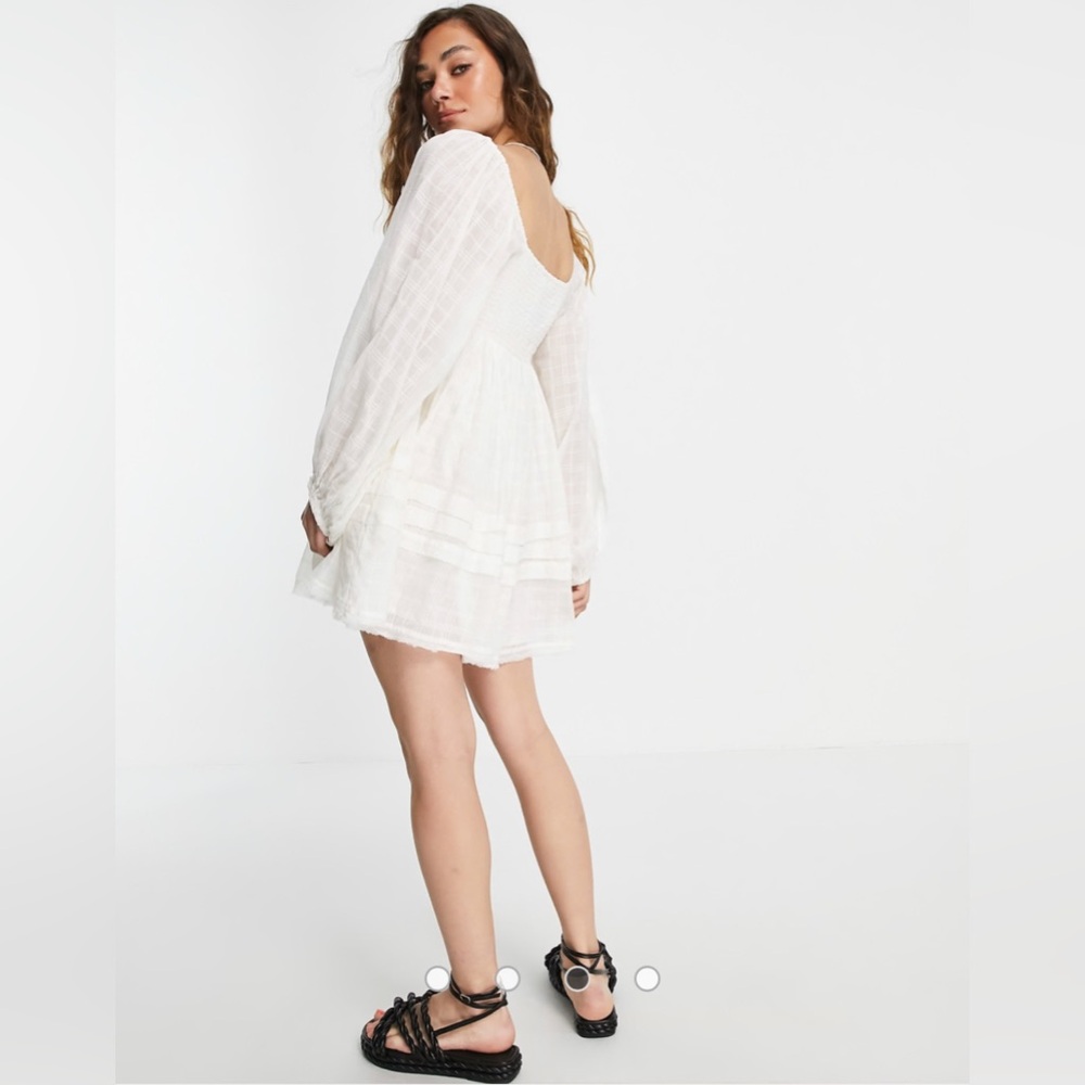 New Free People White ari mini smock dress Medium - Picture 4 of 16